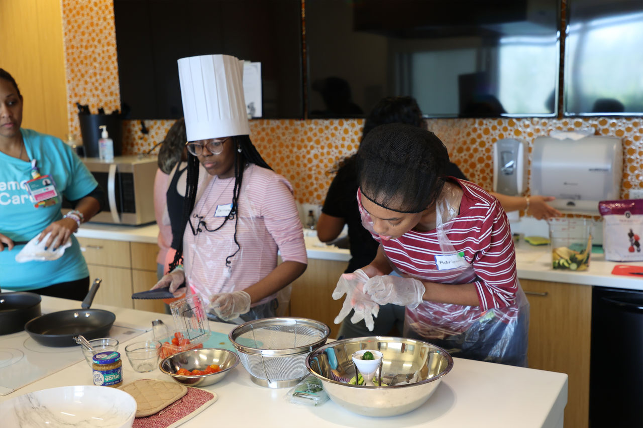 Children in a kitchen cooking class