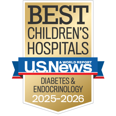 U.S. News & World Report Best Children's Hospitals Diabetes & Endocrinology 2025-26 badge