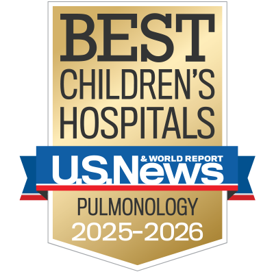 U.S. News & World Report Best Children's Hospitals Pulmonology 2025-26 badge