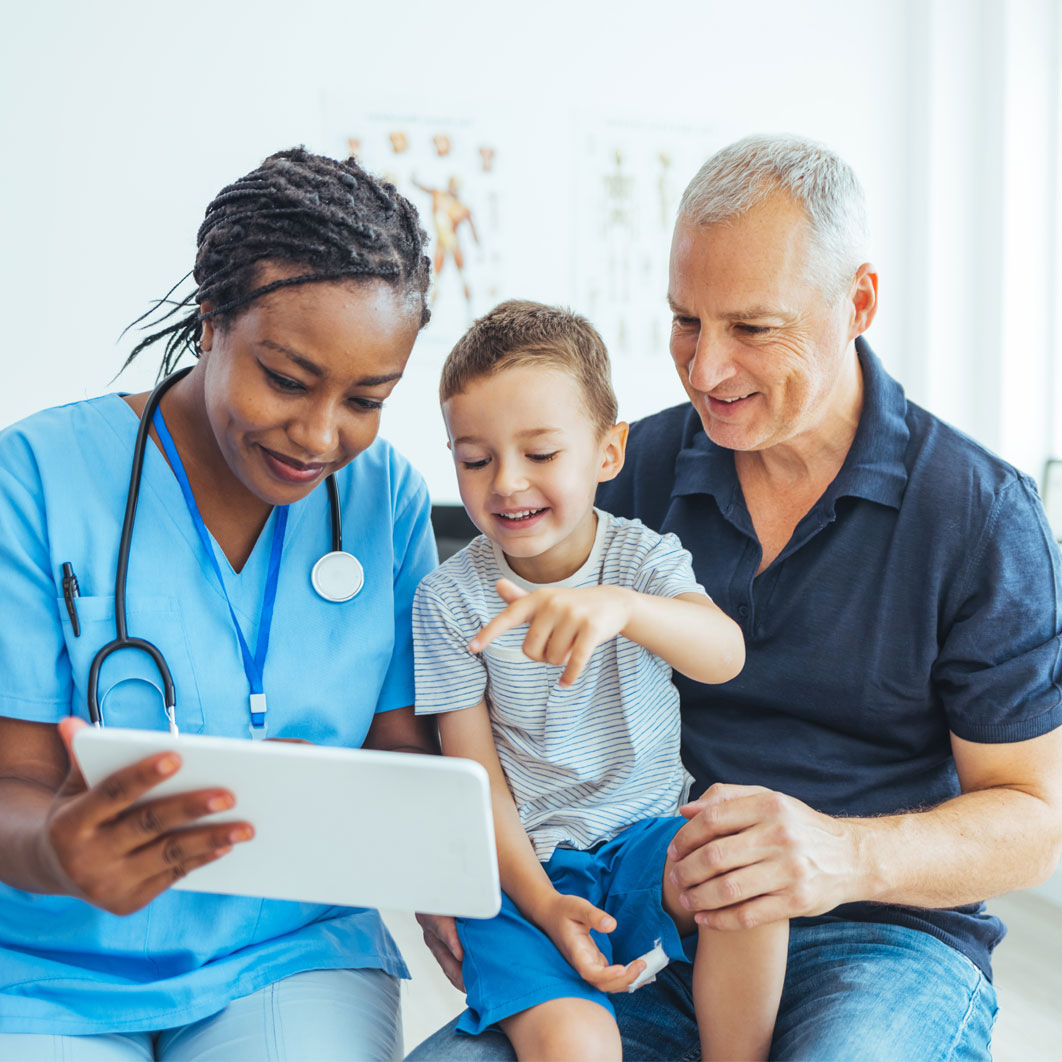 doctor with patient parent and dad