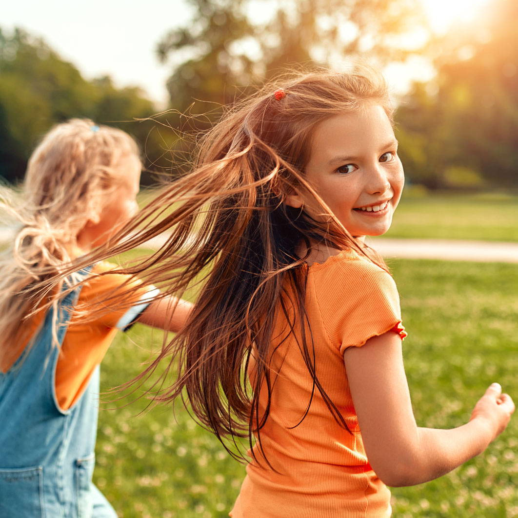Girls playing outside 