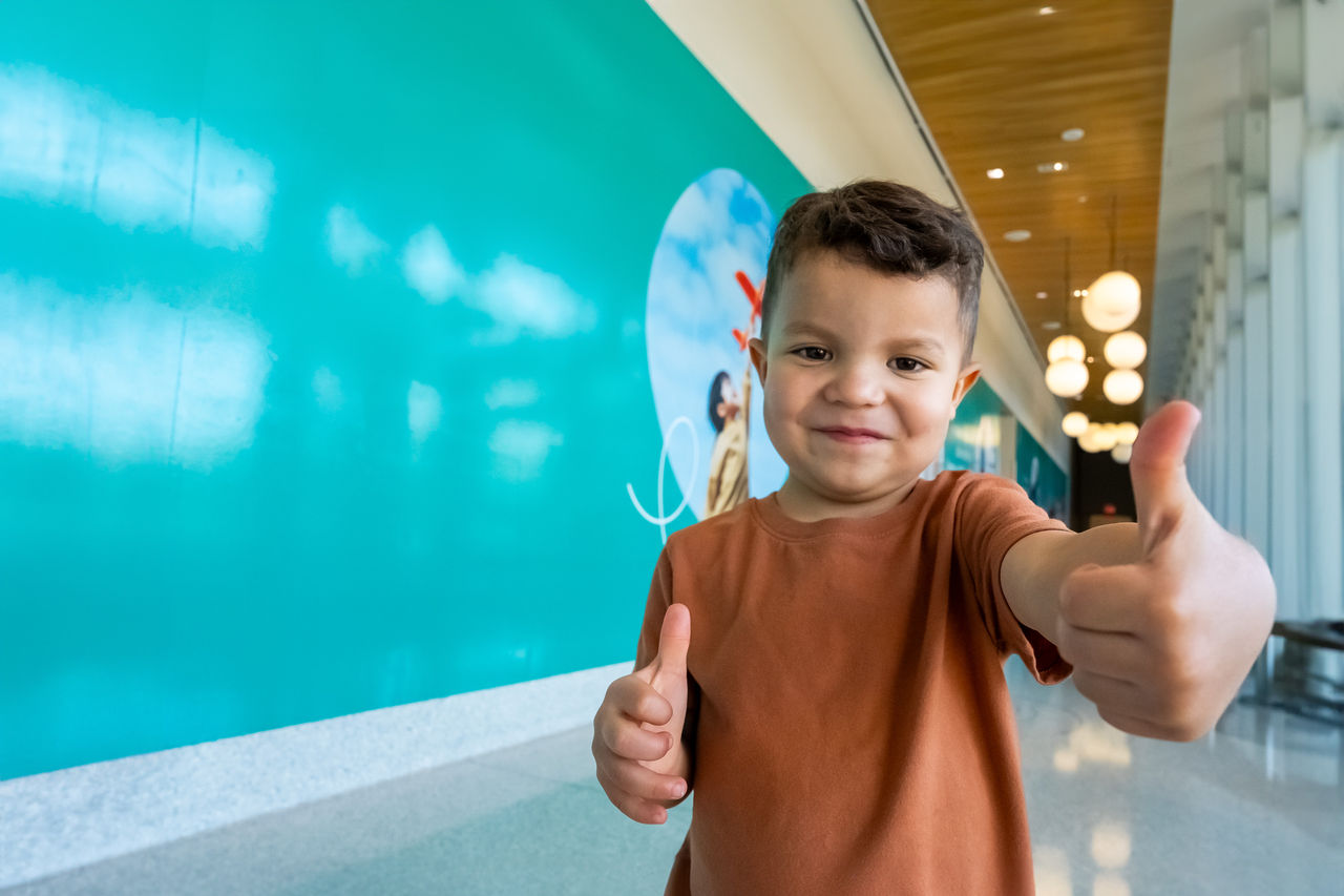 Teen in Fieldhouse gym.