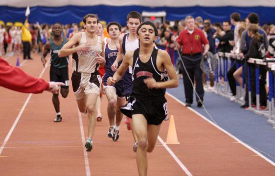 Manny, a lymphoma patient, running a race.